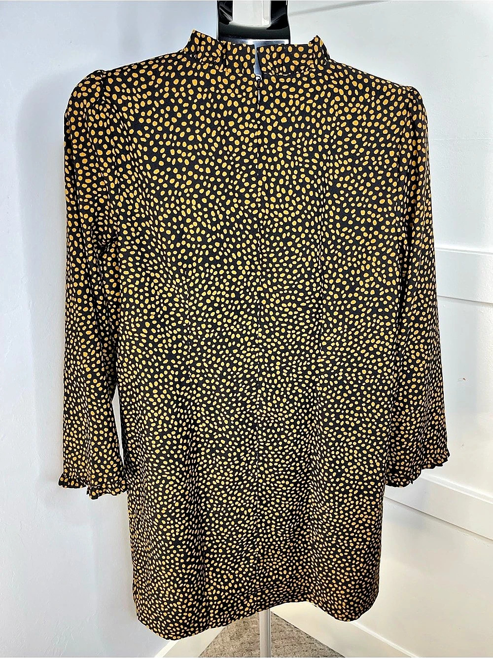 J.Crew Ruffleneck Shift Dress Black & Orange/gold Size 10
